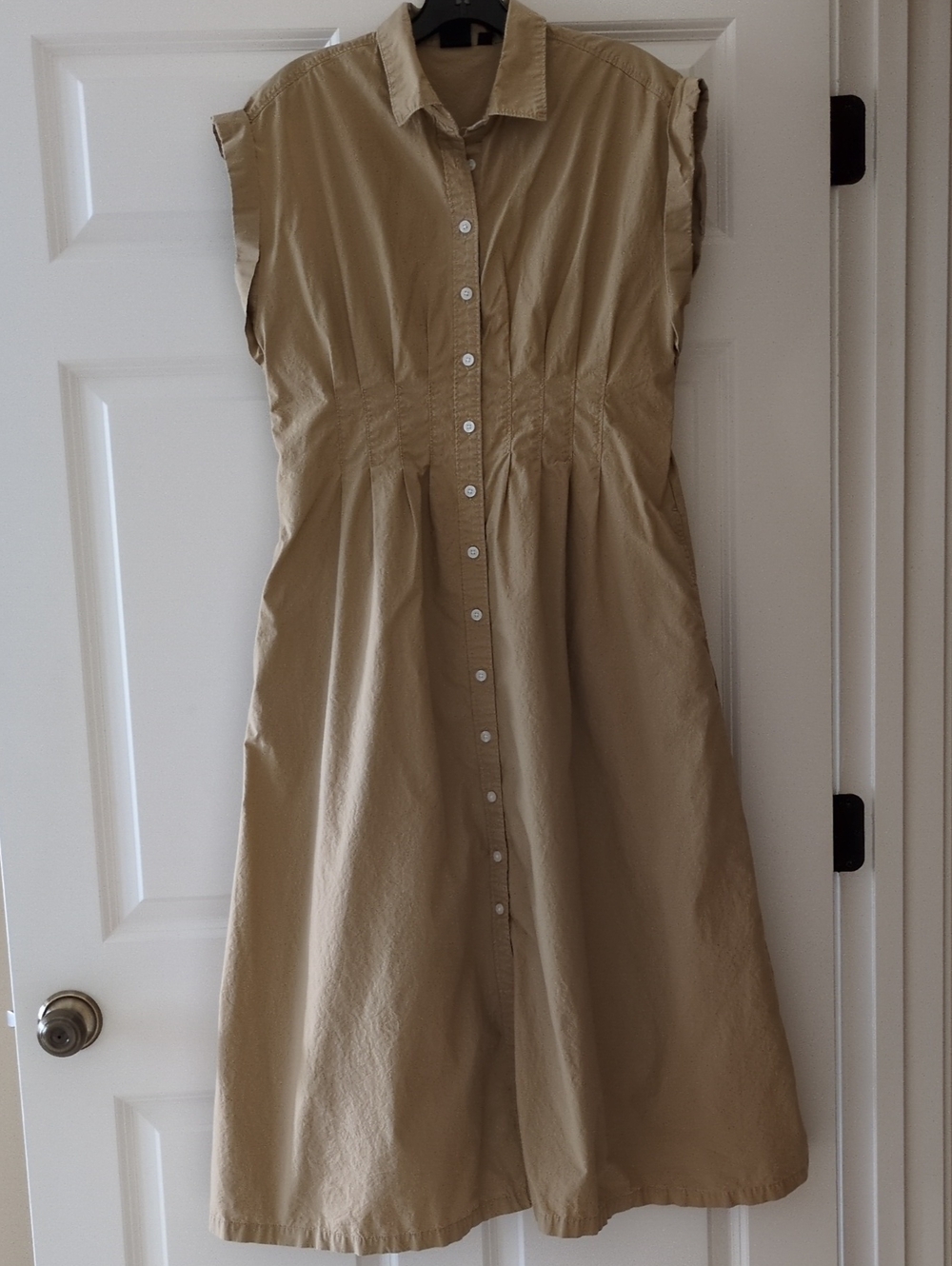 Gap Shirt dress Mid Maxi Cotton Cinched Waist Pockets Khaki Fall Medium